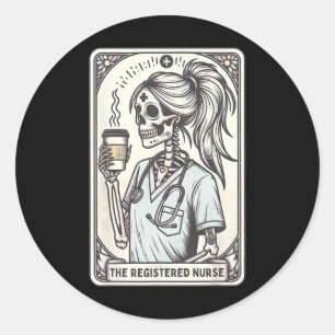De geregistreerde Nurse Tarot Kaart Skeleton Rn Nu Ronde Sticker