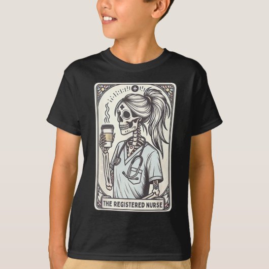 De geregistreerde Nurse Tarot Kaart Skeleton Rn Nu T-shirt (Voorkant)