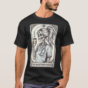 De geregistreerde Nurse Tarot Kaart Skeleton Rn Nu T-shirt