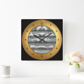 De gerolde V.S. Currency~Silver Vierkante Klok (Huis)