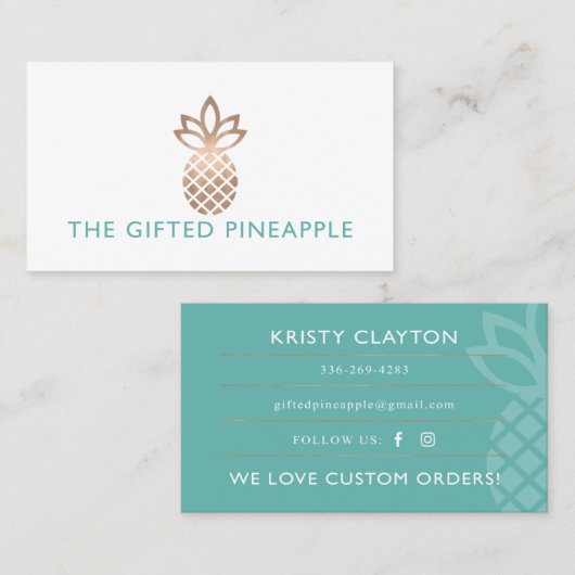De geschenken ananas visitekaartje (Voorkant / Achterkant)
