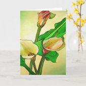De geschetste Calla Lilies tegen een groene Ombre Kaart (Gele Bloem)