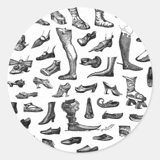 De geschiedenis van schoenen ronde sticker (Voorkant)