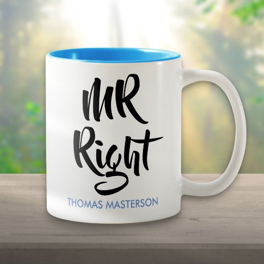 De Geschikte Man Zijn Naam Pret Tweekleurige Koffiemok