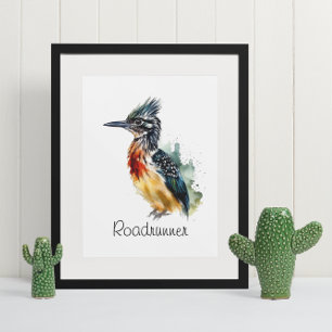 De geschilderde renner, waterverf wegloper aangepa poster