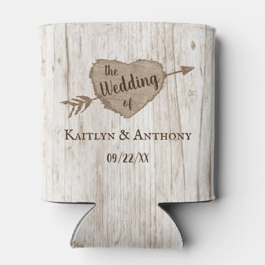 De gesneden hart boom bruiloft Collectie gunst Blikjeskoeler (Achterkant)