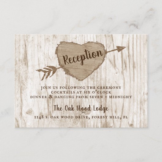 De gesneden hart boom bruiloft Collectie receptie Informatiekaartje (Voorkant)