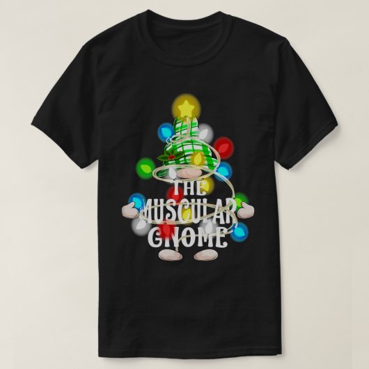 De gespierde gnoom kerst bijpassende familie t-shirt (Design voorkant)