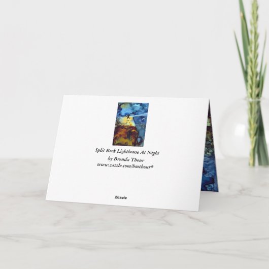 De gespleten Vuurtoren van de Rots bij Nacht Kaart (Achterkant)