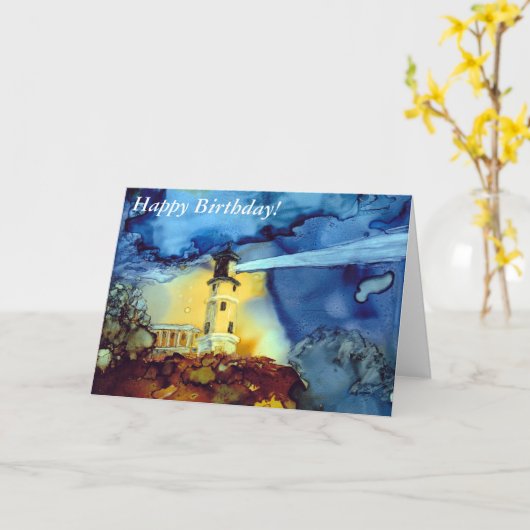 De gespleten Vuurtoren van de Rots bij Nacht Kaart (Gele Bloem)