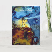 De gespleten Vuurtoren van de Rots bij Nacht Kaart (Voorkant)