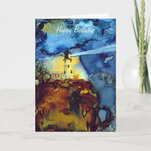 De gespleten Vuurtoren van de Rots bij Nacht Kaart (Voorkant)