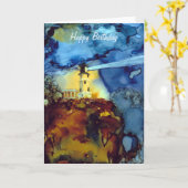 De gespleten Vuurtoren van de Rots bij Nacht Kaart (Gele Bloem)