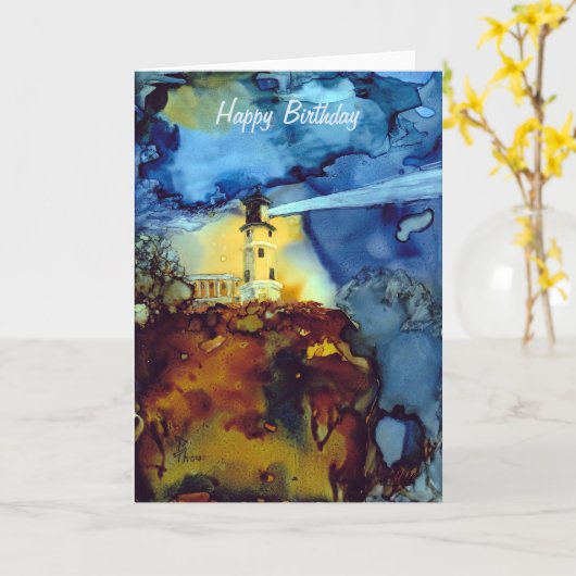 De gespleten Vuurtoren van de Rots bij Nacht Kaart (Gele Bloem)