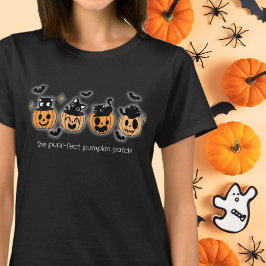 De Gesponnen-effect Pumpkin Patch Black Cats and P T-shirt