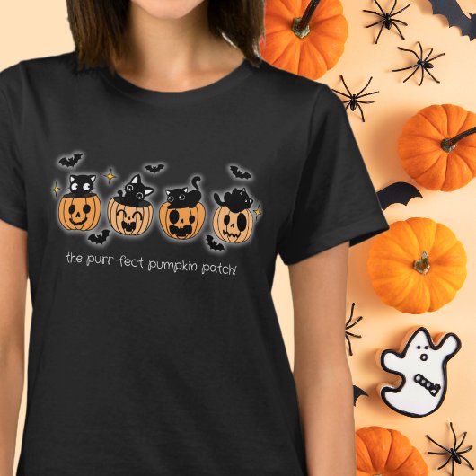 De Gesponnen-effect Pumpkin Patch Black Cats and P T-shirt