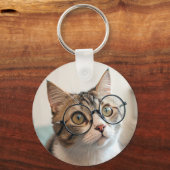 De Gesponnen-fessor: een geleerde kat in een bril Sleutelhanger (Voorkant)