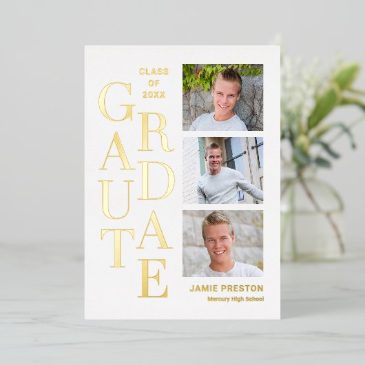 De gestapelde Folie van het Charm Afstuderen kondi Folie Uitnodiging (Staand Voorkant)