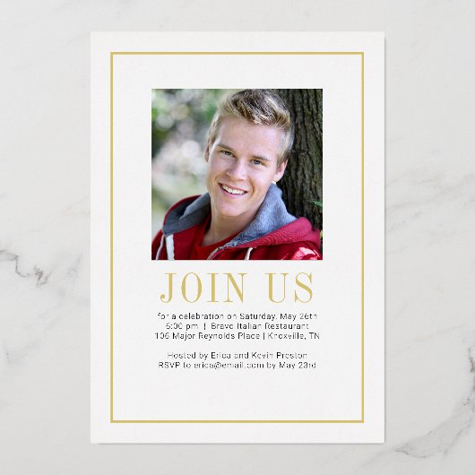 De gestapelde Folie van het Charm Afstuderen kondi Uitnodiging (Achterkant)