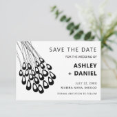 De gestileerde Peacock Veer Weddenschap sparen de Save The Date (Staand voorkant)