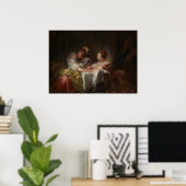 De gestolen kus - Fragonard Romantische scène Poster (Thuiskantoor)