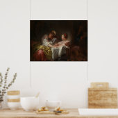 De gestolen kus - Fragonard Romantische scène Poster (Keuken)