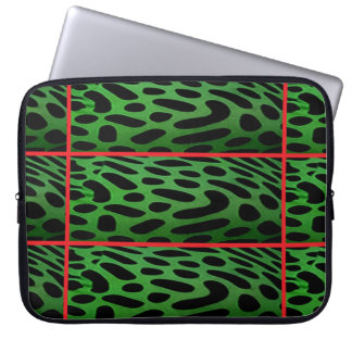 De gestreepte groene luipaard computer elektronica laptop sleeve