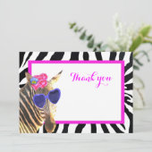 De gestreepte leuke safari dierlijke mode dankt u bedankkaart (Staand voorkant)