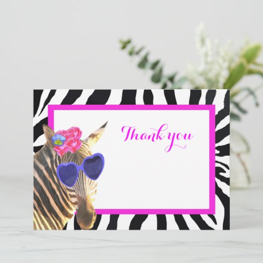 De gestreepte leuke safari dierlijke mode dankt u bedankkaart (Staand voorkant)