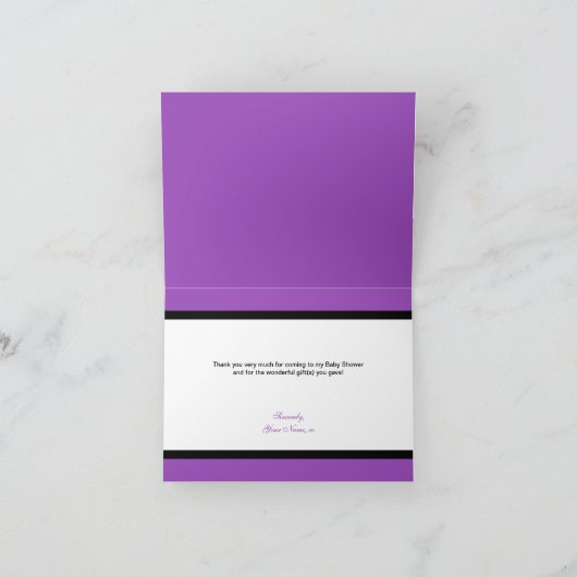 De gestreepte Paars van de Zuigfles van de Druk Bedankkaart (Binnen)