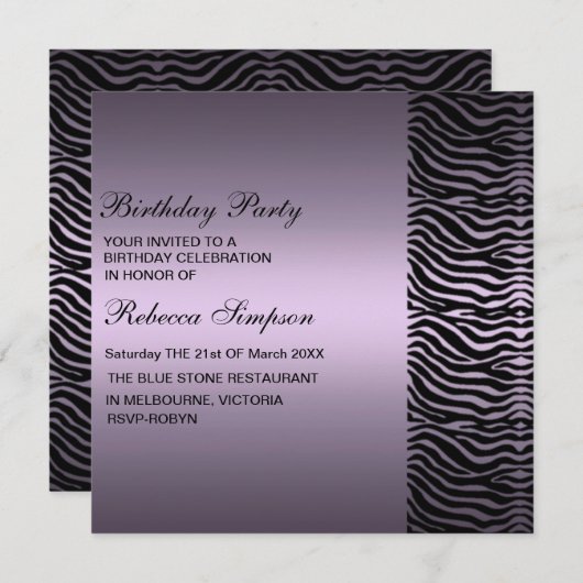 De gestreepte Uitnodiging van de Verjaardag van de (Voorkant / Achterkant)