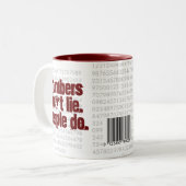 De getallen liegen niet. Mensen wel. ! Tweekleurige Koffiemok (Voorkant links)