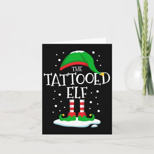 De getatoeëerde elf kerst familie bijpassende Xmas Kaart (Voorkant)