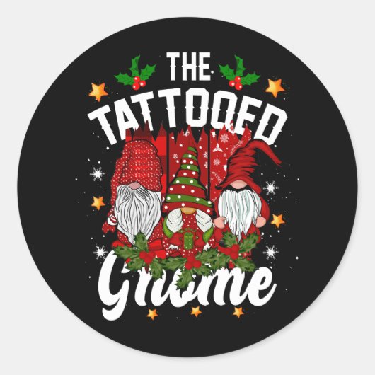 De getatoeëerde Gnome Squad Matching Family Christ Ronde Sticker (Voorkant)