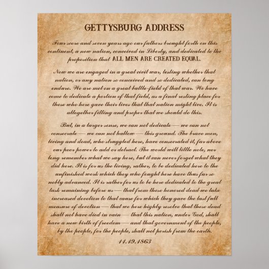 De Gettysburg Toespraak van Abraham Lincoln Poster (Voorkant)