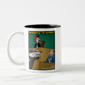 "De getuige in de kaart spelen" Tweekleurige Koffiemok (Links)