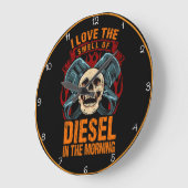 De geur van diesel" Skull Piston Grote Klok (Hoek)