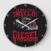 De geur van diesel" Trucker Skull Grote Klok (Voorkant)