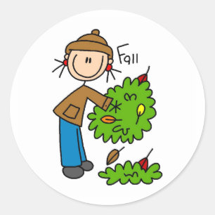 De gevallen bladeren van de herfstzak ronde sticker