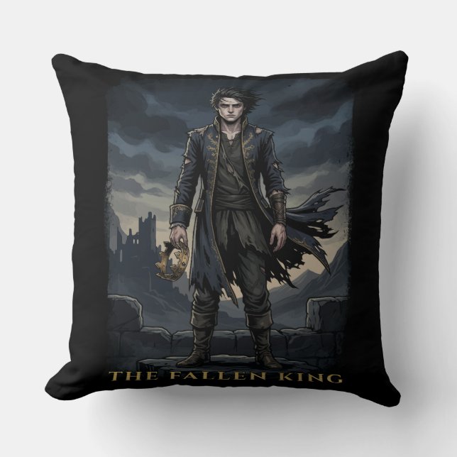 De Gevallen Koning Gothic Donkere Fantasy Design Kussen (Voorkant)