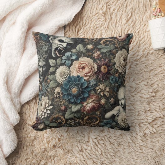 De Gevallen Kwekerij – Gotisch Bloemontwerp Kussen (Deken)