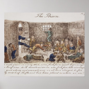 De gevangenis, 1858 (gekleurde graving) poster
