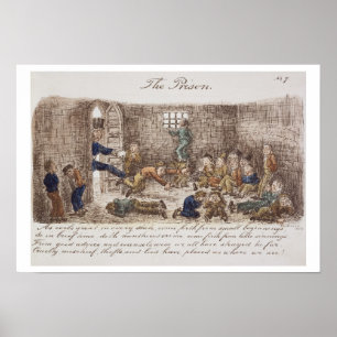 De gevangenis, 1858 (gekleurde graving) poster