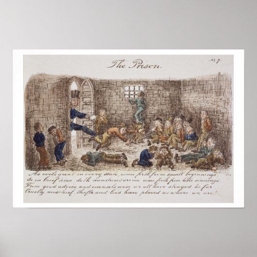 De gevangenis, 1858 (gekleurde graving) poster (Voorkant)