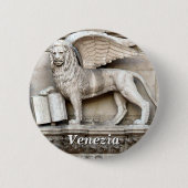 De gevleugelde lion van Saint Mark Statue Ronde Button 5,7 Cm (Voorkant)