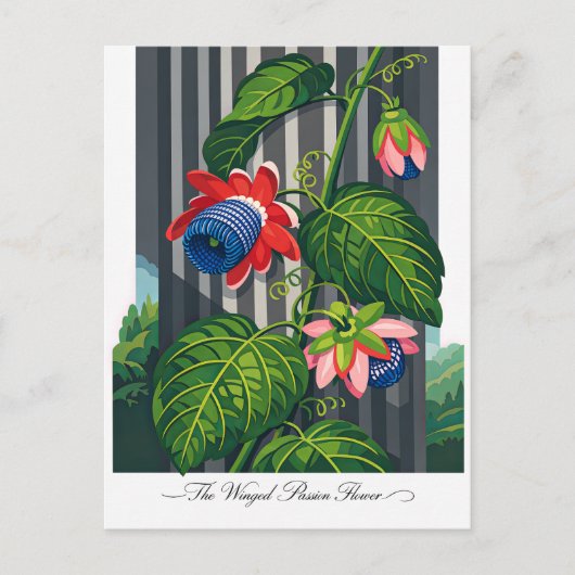 De gevleugelde passiebloem Botanische Kunst Briefkaart (Voorkant)