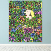 De gevlochten Florist. Illustratie op een Canvas Afdruk (Insitu (Houten vloer))