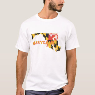 De Gevormde Vlag van de Staat van Maryland Kaart T-shirt