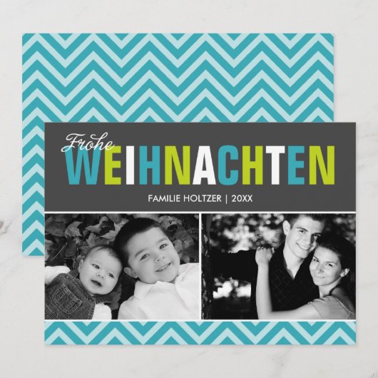 De gewaagde en Kleurrijke Foto van Frohe Feestdagenkaart (Voorkant / Achterkant)