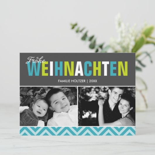 De gewaagde en Kleurrijke Foto van Frohe Feestdagenkaart (Staand voorkant)